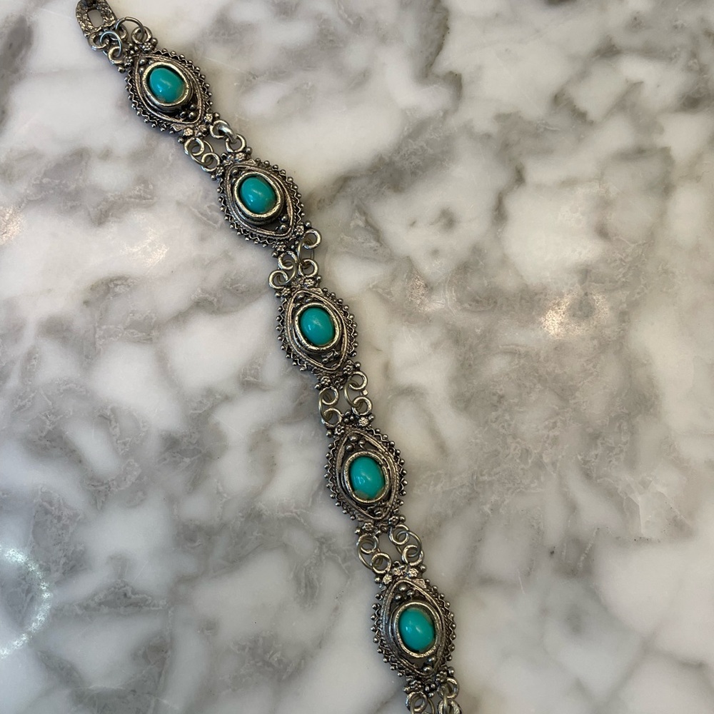 Silver and turquoise bracelet